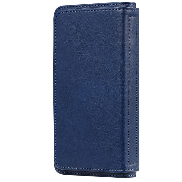 Xiaomi Redmi Note 10 5G Multifunctional Magnetic Copper Buckle Horizontal Flip Solid Color Leather Case with 10 Card Slots & Wallet & Holder & Photo Frame(Dark Blue)