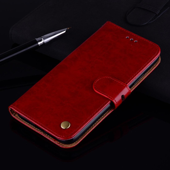 Xiaomi Redmi Note 9 Business Style Oil Wax Texture Horizontal Flip Leather Case with Holder & Card Slots & Wallet(Brown Red)