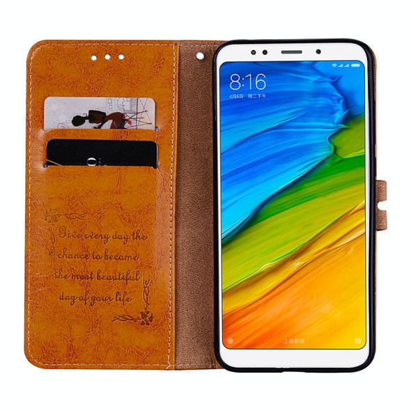 Xiaomi Redmi 5 Plus Oil Wax Texture Horizontal Flip Leather Case with Holder & Card Slots & Wallet(Brown)