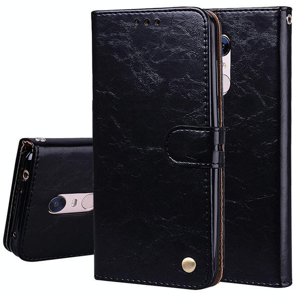 Xiaomi Redmi 5 Plus Oil Wax Texture Horizontal Flip Leather Case with Holder & Card Slots & Wallet(Black)