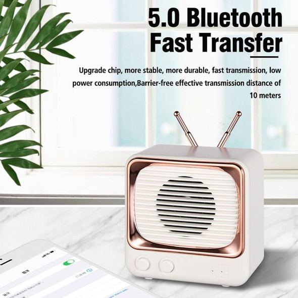 BD13 TV Shape Retro Bluetooth Wireless Speaker Mini Portable Card Audio(White)