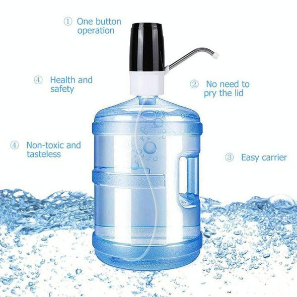 2 PCS 304 Stainless Steel Hard Pipe USB Rechargeable Electric Water Pump Dispenser Silicone Drinking Water Bottles