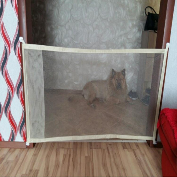 Dog Pet Fences Portable Folding Safe Protection Safety Door Magic Gate - Dogs Cat Pet, Size:110cm x72cm(Black)