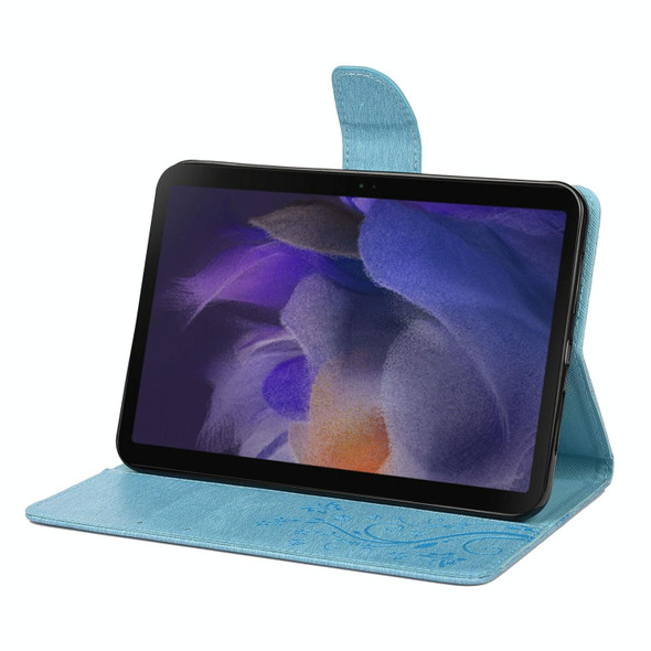 Samsung Galaxy Tab A8 10.5 2021 X200 / X205 Butterfly Flower Embossing Pattern Leather Tablet Case(Blue)