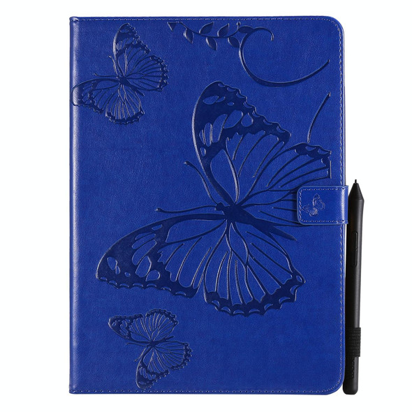 Pressed Printing Butterfly Pattern Horizontal Flip Leather Case with Holder & Card Slots & Wallet & Sleep / Wake-up Function - iPad Air 2022 / 2020 10.9 /iPad Pro 11 2020 / 2018(Blue)