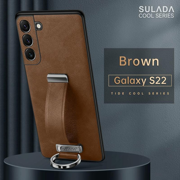 Samsung Galaxy S22 5G SULADA Cool Series PC + Leather Texture Skin Feel Shockproof Phone Case(Brown)