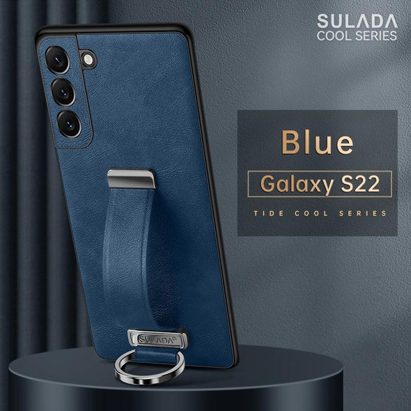 Samsung Galaxy S22 5G SULADA Cool Series PC + Leather Texture Skin Feel Shockproof Phone Case(Blue)