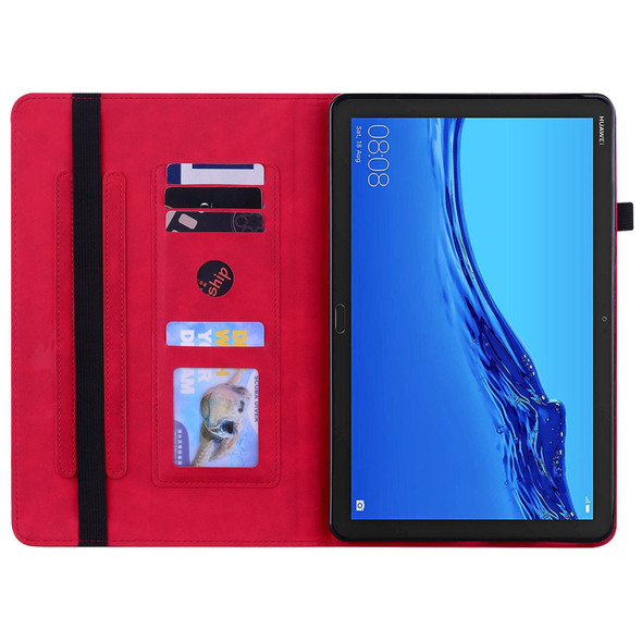 Huawei MediaPad M5 Lite 10.1 Skin Feel Solid Color Zipper Leather Tablet Case(Red)