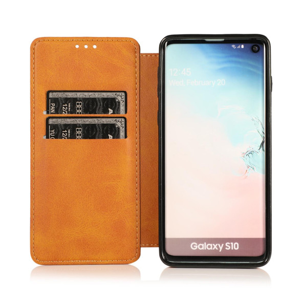 Samsung Galaxy S10 Knight Magnetic Suction Leather Phone Case(Khaki)