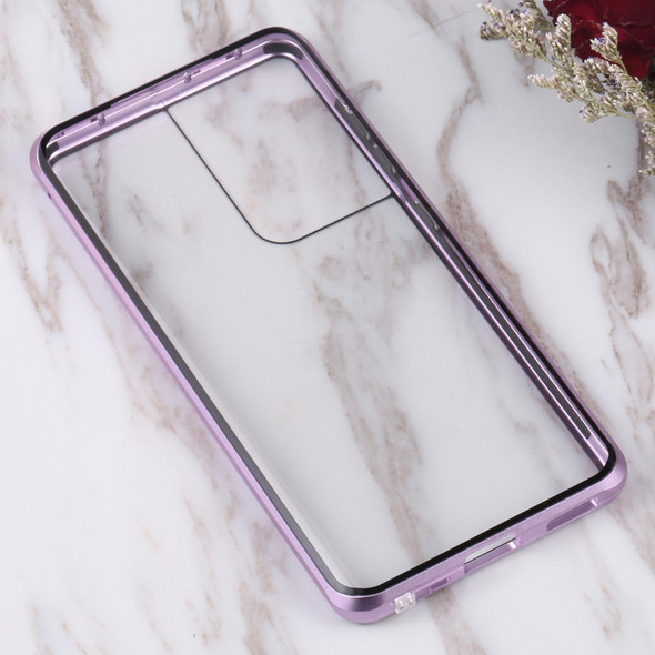 Samsung Galaxy S21 Ultra 5G HD Magnetic Metal Tempered Glass Phone Case(Purple)