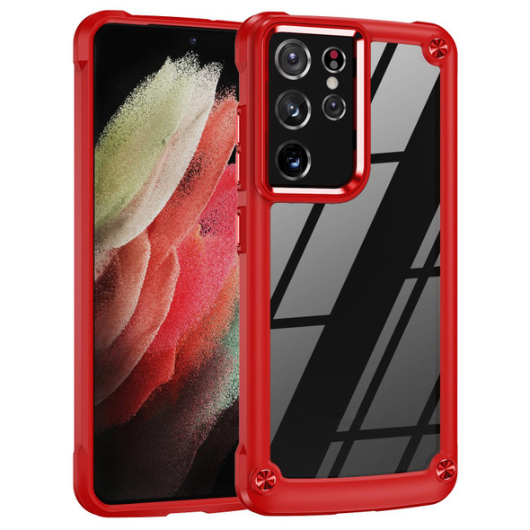 Samsung Galaxy S21 Ultra 5G TPU + PC Lens Protection Phone Case(Red)