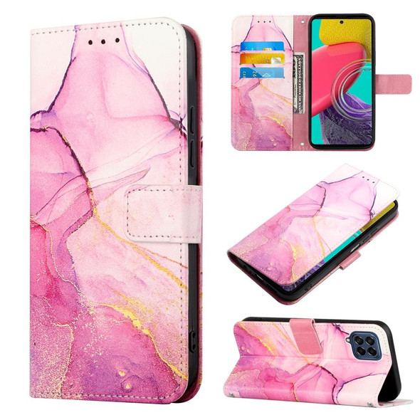 Samsung Galaxy M33 5G PT003 Marble Pattern Flip Leather Phone Case(Pink Purple Gold LS001)