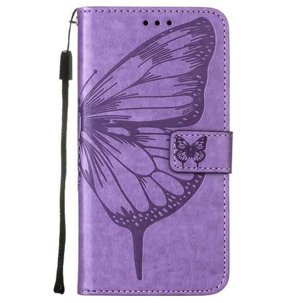 Samsung Galaxy M33 5G Embossed Butterfly Leather Phone Case(Purple)