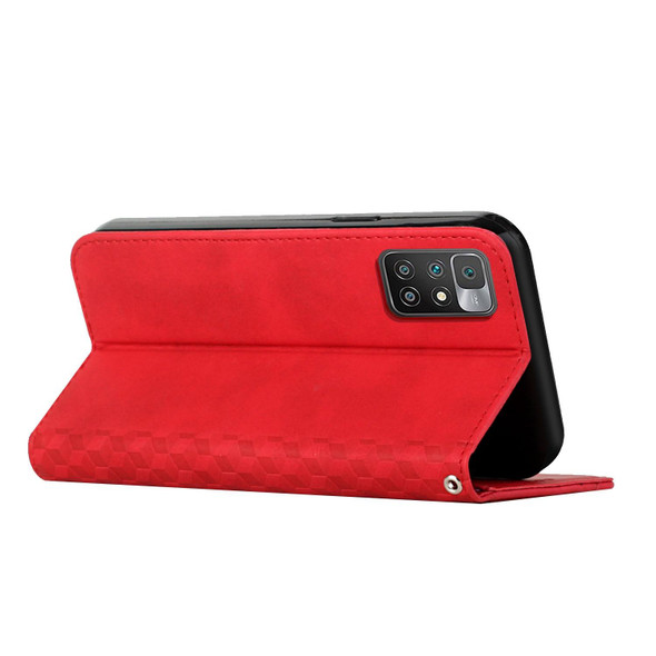 Xiaomi Redmi 10 5G/Redmi Note 11E Diamond Splicing Skin Feel Magnetic Leather Phone Case(Red)