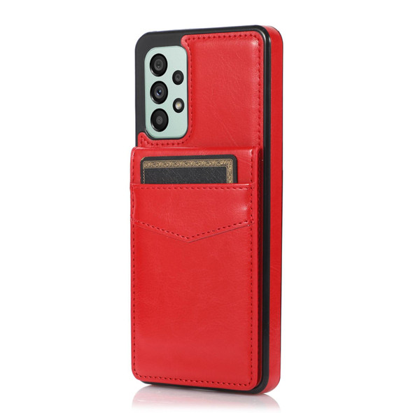 Samsung Galaxy A73 5G Solid Color PC + TPU Protective Case with Holder & Card Slots(Red)