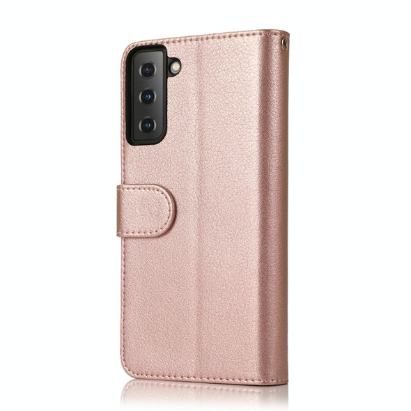 Samsung Galaxy S21+ 5G Microfiber Zipper Horizontal Flip Leather Case(Rose Gold)