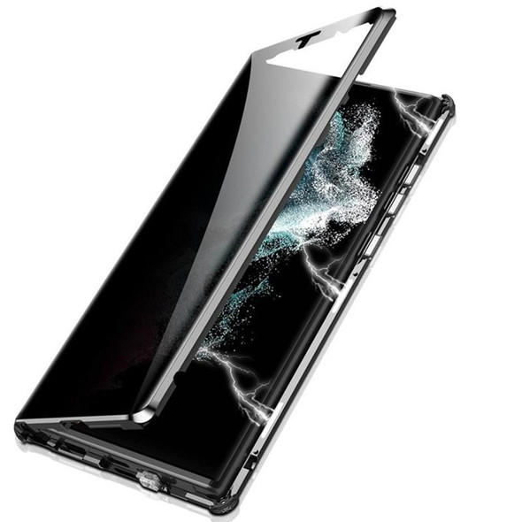 Samsung Galaxy S22 Ultra 5G Anti-peeping Magnetic Double-sided Tempered Glass Phone Case(Silver)