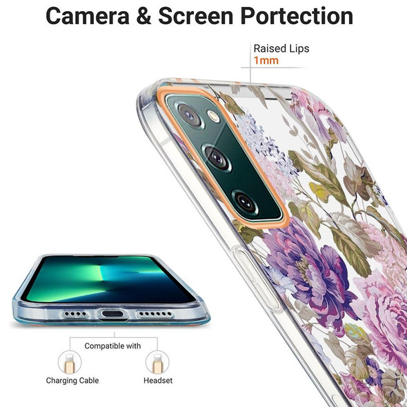 Samsung Galaxy S20 FE / S20 Lite Ring IMD Flowers TPU Phone Case(Purple Peony)