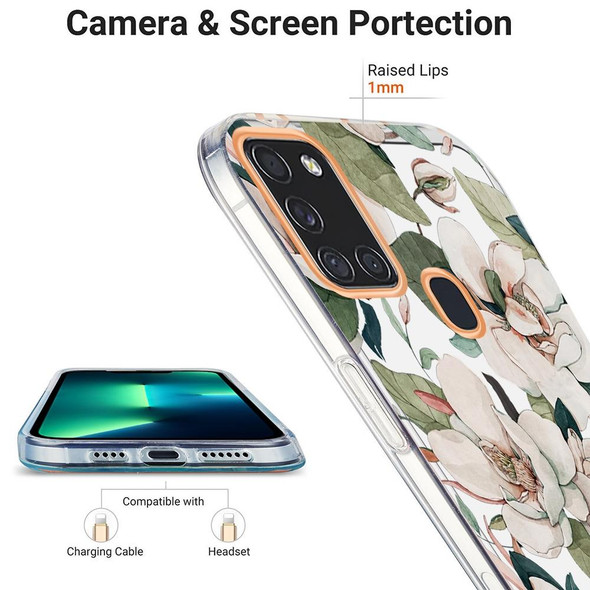Samsung Galaxy A21s / A217F Ring IMD Flowers TPU Phone Case(Green Gardenia)