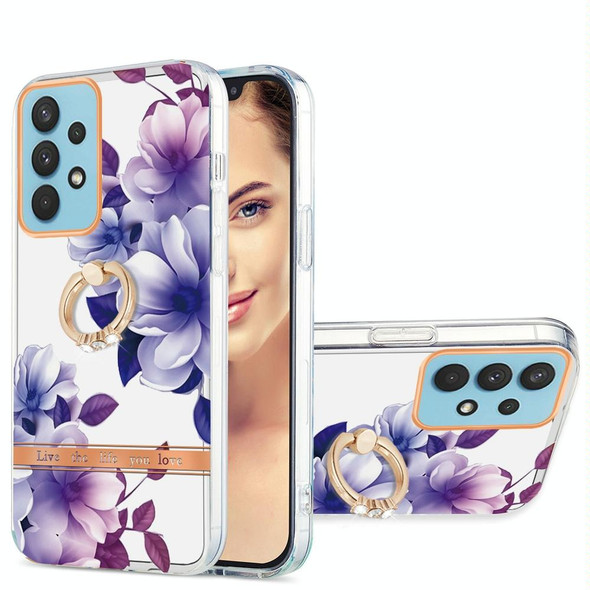 Samsung Galaxy A32 4G Ring IMD Flowers TPU Phone Case(Purple Begonia)