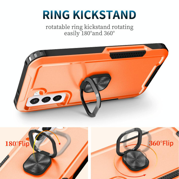 Samsung Galaxy S21+ 5G 3 in 1 Ring Holder PC + TPU Phone Case(Orange)