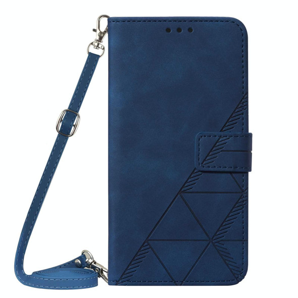 Samsung Galaxy S22+ 5G Crossbody 3D Embossed Flip Leather Phone Case(Blue)