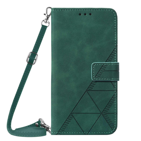 Samsung Galaxy A72 4G / 5G Crossbody 3D Embossed Flip Leather Phone Case(Dark Green)