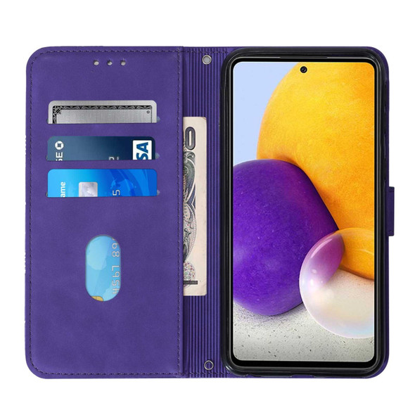 Samsung Galaxy A72 4G / 5G Crossbody 3D Embossed Flip Leather Phone Case(Purple)