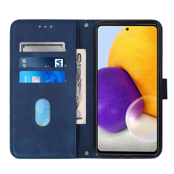 Samsung Galaxy A72 4G / 5G Crossbody 3D Embossed Flip Leather Phone Case(Blue)