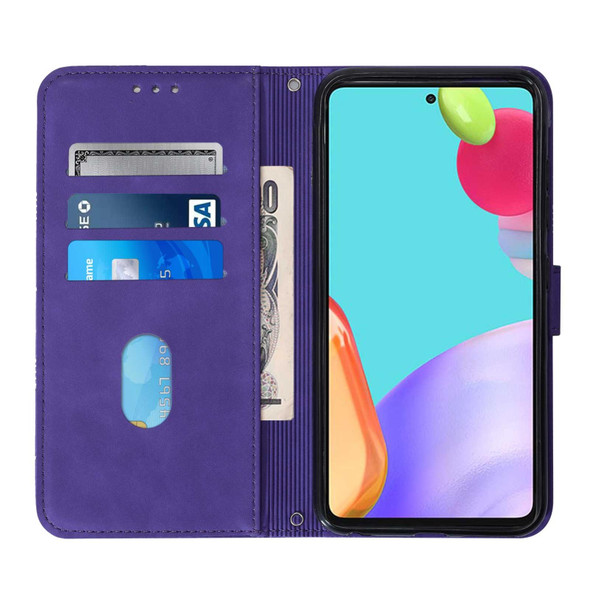 Samsung Galaxy A52 4G / 5G Crossbody 3D Embossed Flip Leather Phone Case(Purple)