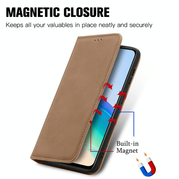 vivo Y76 5G Retro Skin Feel Magnetic Horizontal Flip Leather Phone Case(Brown)