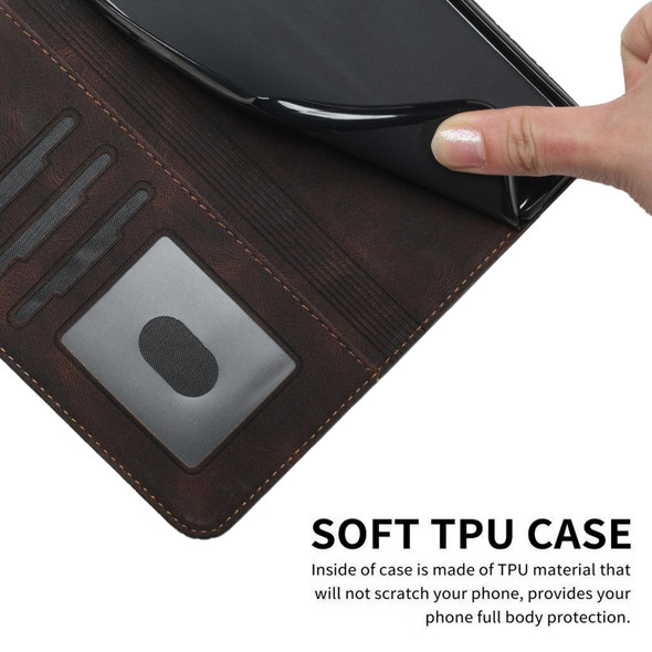 Samsung Galaxy A53 5G Cubic Skin Feel Flip Leather Phone Case(Dark Coffee)
