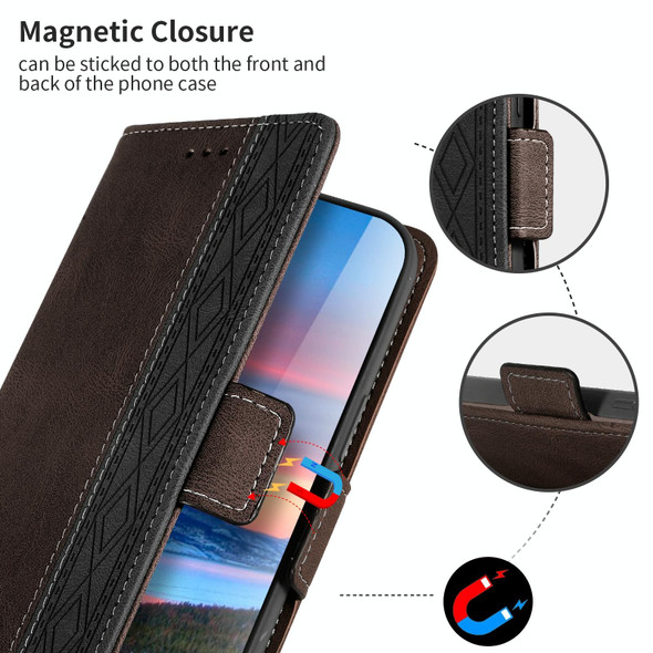 Samsung Galaxy S21 FE 5G Stitching Side-Magnetic RFID Leather Phone Case(Coffee)