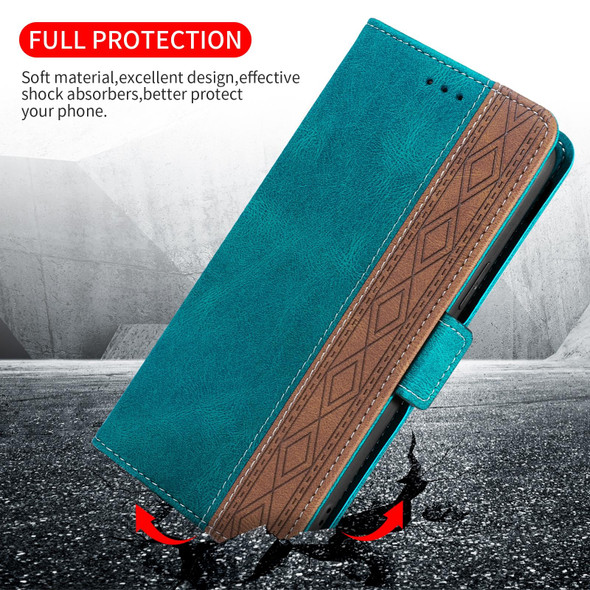 Samsung Galaxy A32 4G Stitching Side-Magnetic RFID Leather Phone Case(Dark Green)