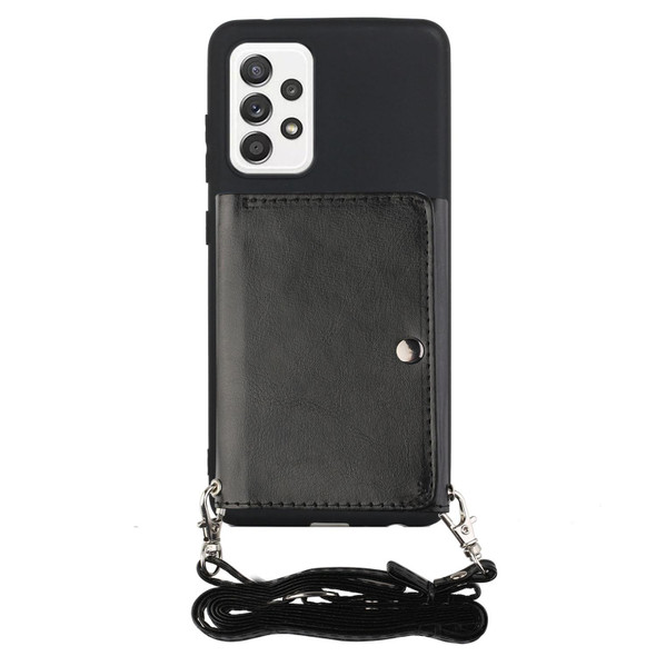 Samsung Galaxy A53 5G Crossbody Lanyard Wallet Card Bag Phone Case(Black)