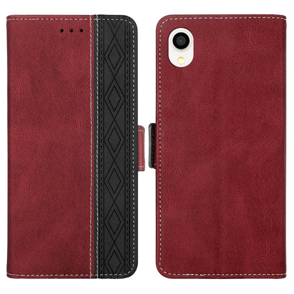 Samsung Galaxy A22 JP Version Stitching Side-Magnetic RFID Leather Phone Case(Red)