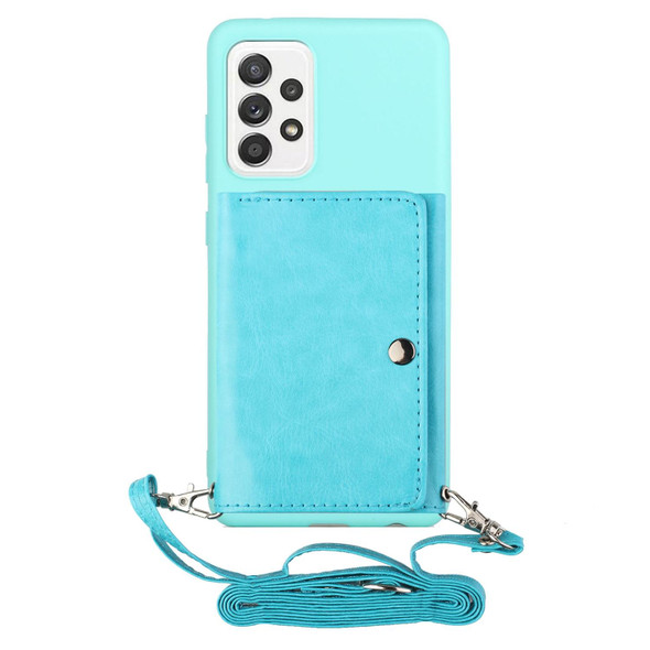 Samsung Galaxy A33 5G Crossbody Lanyard Wallet Card Bag Phone Case(Sky Blue)