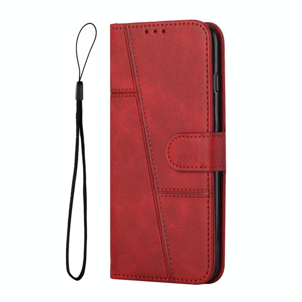 vivo Y15s Stitching Calf Texture Buckle Leather Phone Case(Red)