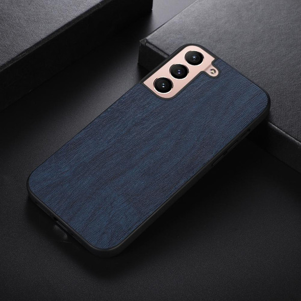 Samsung Galaxy S22 5G Wood Texture PU Phone Case(Blue)