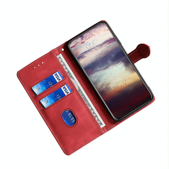 vivo S10 / S10 Pro Skin Feel Straw Hat Magnetic Buckle Leather Phone Case(Red)