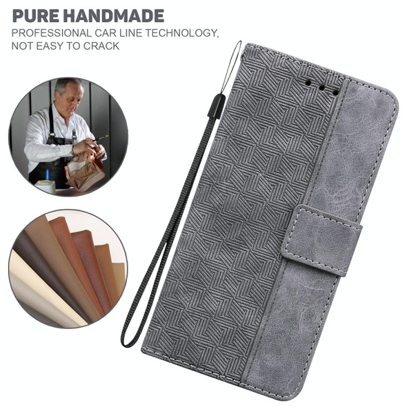 Samsung Galaxy Note20 Ultra Geometric Embossed Leather Phone Case(Grey)