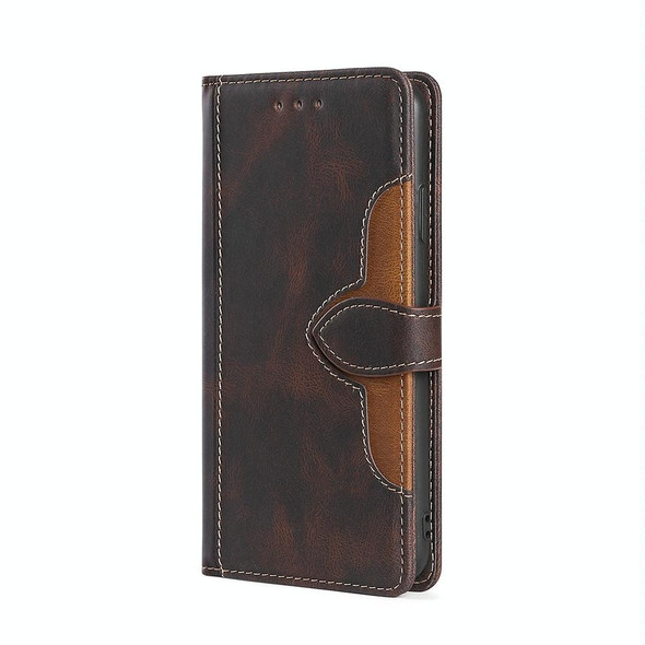 vivo S10 / S10 Pro Skin Feel Straw Hat Magnetic Buckle Leather Phone Case(Brown)
