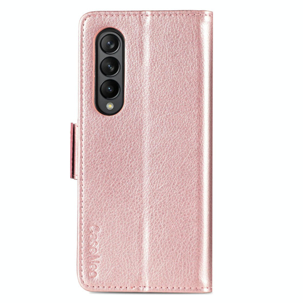 Samsung Galaxy Z Fold3 5G Multi-function Card Pen Slot Leather Phone Case(Rose Gold)