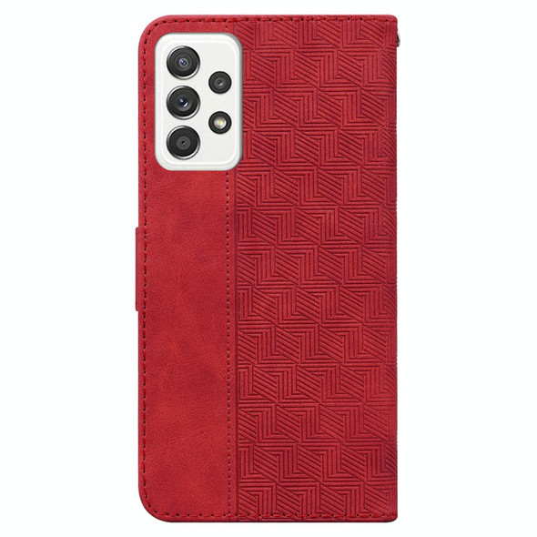 Samsung Galaxy A72 4G / 5G Geometric Embossed Leather Phone Case(Red)