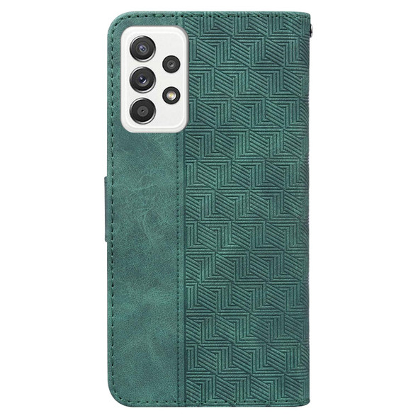 Samsung Galaxy A72 4G / 5G Geometric Embossed Leather Phone Case(Green)