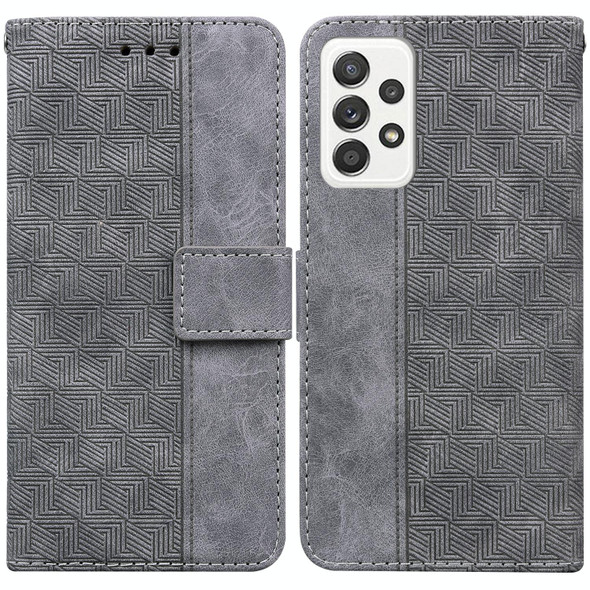 Samsung Galaxy A72 4G / 5G Geometric Embossed Leather Phone Case(Grey)