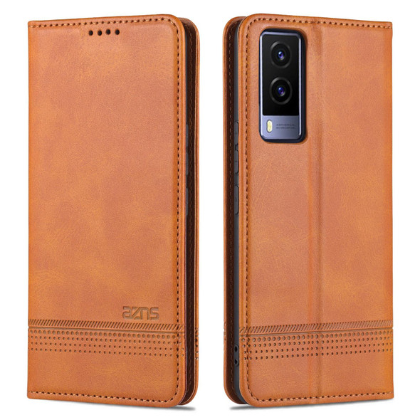 vivo Y71t / V21e 5G AZNS Magnetic Calf Texture Horizontal Flip Leather Phone Case(Light Brown)