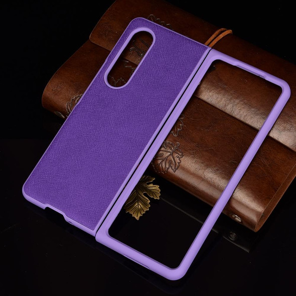 Samsung Galaxy Z Fold3 5G Cross Texture Phone Case(Purple)