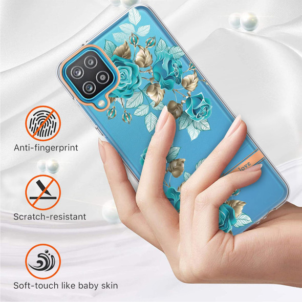 Samsung Galaxy A12 Flowers and Plants Series IMD TPU Phone Case(Blue Rose)