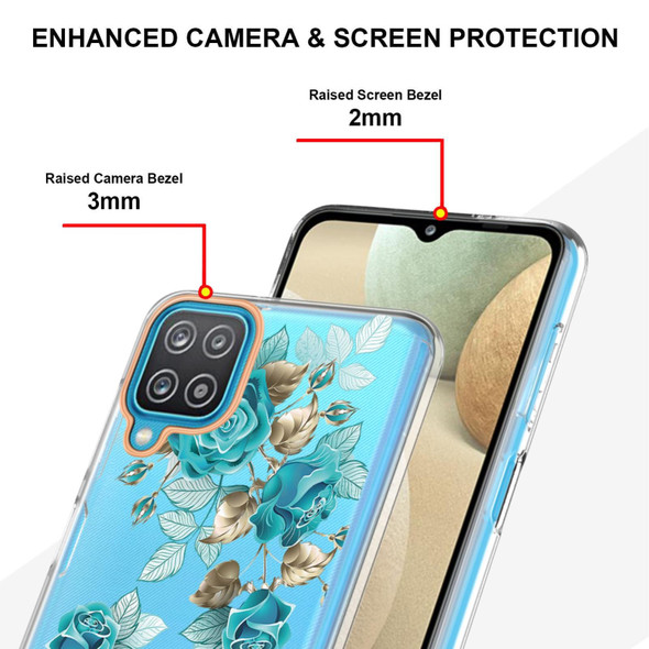 Samsung Galaxy A12 Flowers and Plants Series IMD TPU Phone Case(Blue Rose)